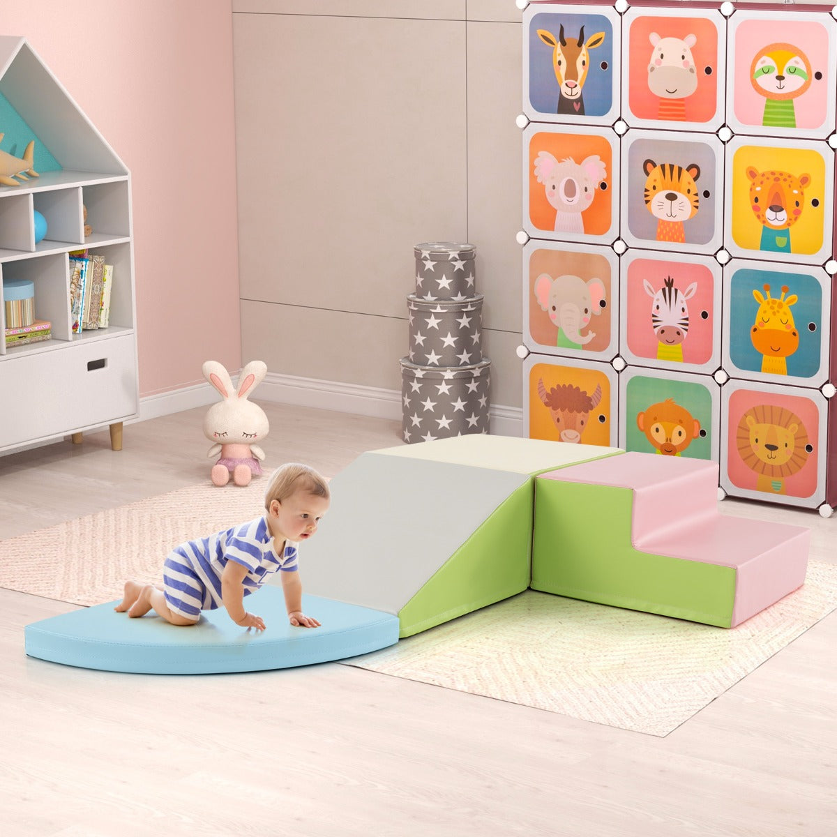 4-Piece Climb and Crawl Foam Block Play Set for Infant Baby-Colourful