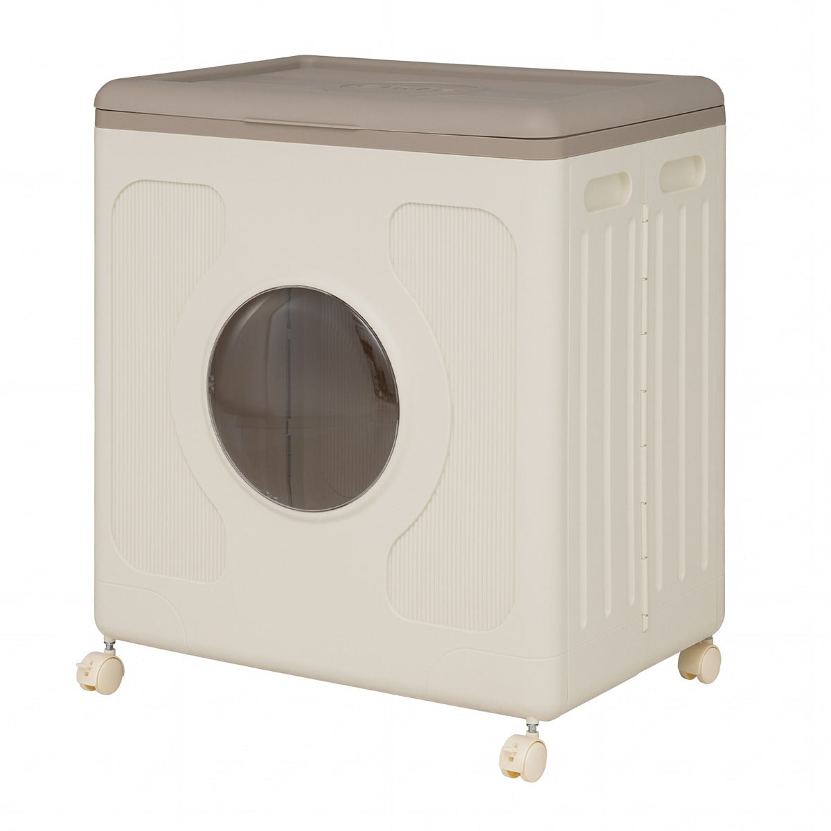 Clothes Storage Box with Lid and Wheels for Bedding Organization-Gray &amp; White