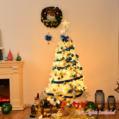 5/6/7/8 Feet White Artificial Christmas Tree with Metal Stand-5 ft