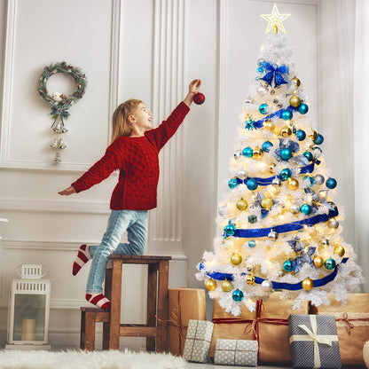 5/6/7/8 Feet White Artificial Christmas Tree with Metal Stand-6 ft