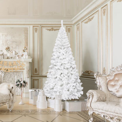 5/6/7/8 Feet White Artificial Christmas Tree with Metal Stand-8 ft