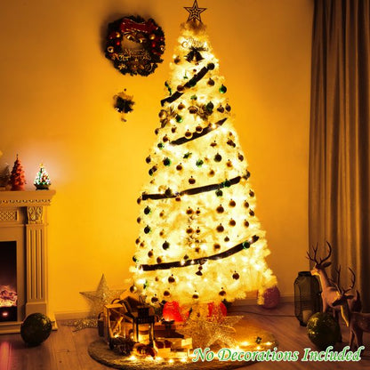 5/6/7/8 Feet White Artificial Christmas Tree with Metal Stand-8 ft
