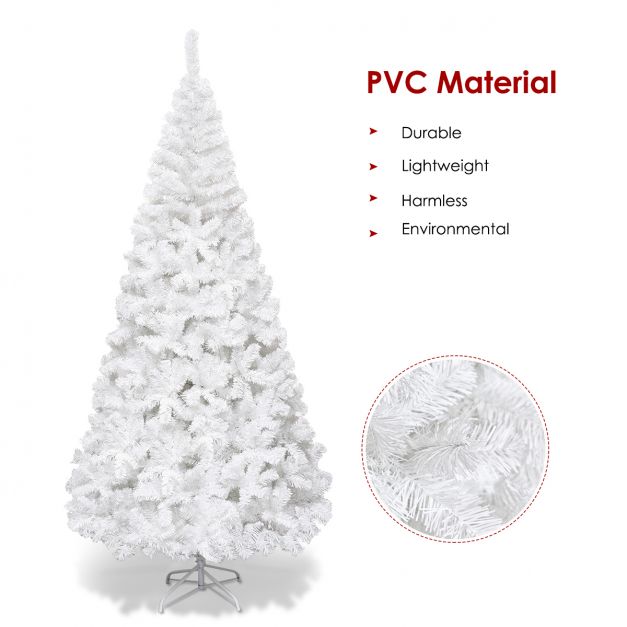 5/6/7/8 Feet White Artificial Christmas Tree with Metal Stand-8 ft
