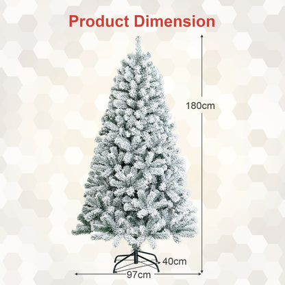 Snow Flocked Artificial Christmas Tree with 600/1010 Tips-6FT