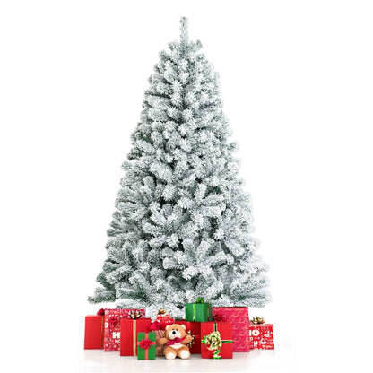 Snow Flocked Artificial Christmas Tree with 600/1010 Tips-6FT