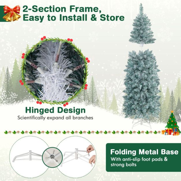 150/180 cm Slim Pencil Christmas Tree with 343/475 Branch Tips and 190/250 Colorful LED Lights-150 cm