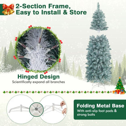 150/180 cm Slim Pencil Christmas Tree with 343/475 Branch Tips and 190/250 Colorful LED Lights-150 cm