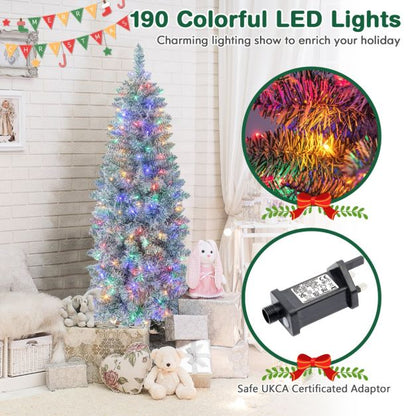 150/180 cm Slim Pencil Christmas Tree with 343/475 Branch Tips and 190/250 Colorful LED Lights-150 cm