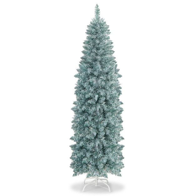 150/180 cm Slim Pencil Christmas Tree with 343/475 Branch Tips and 190/250 Colorful LED Lights-180 cm