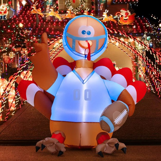 5 Feet Inflatable Thanksgiving Turkey Rugby Player with LED Lights