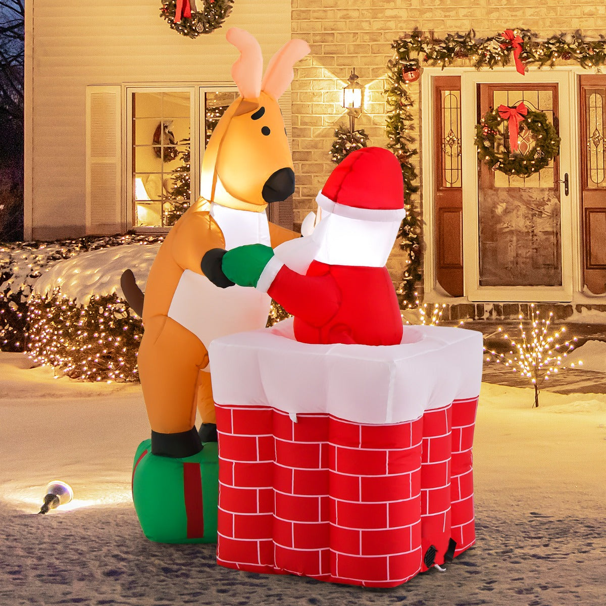 155cm Inflatable Liftable Santa Claus Climbing Chimney
