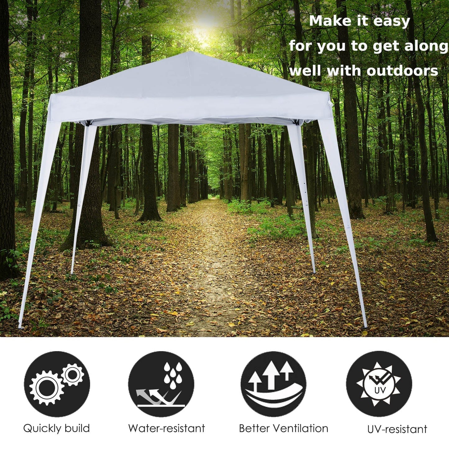 Outsunny 3 x 3 m Canopy Tent Slant Leg Pop Up Gazebo w/ Carry Bag, Height Adjustable Party Tent Instant Event Shelter for Garden, Patio, White