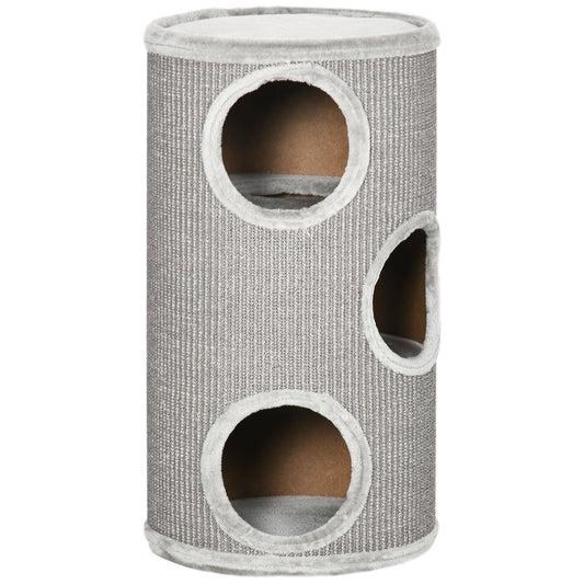 PawHut Cat Climbing Frame, Covered with Sisal, Cosy Platform - Light Grey