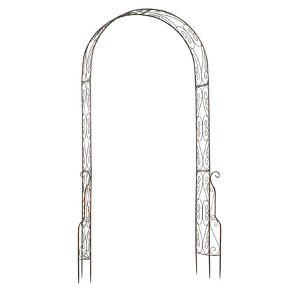 Outsunny Metal Decorative Garden Rose Arch Arbour Trellis for Climbing Plants Support Archway Wedding Gate 120L x 30W x 226H (cm)