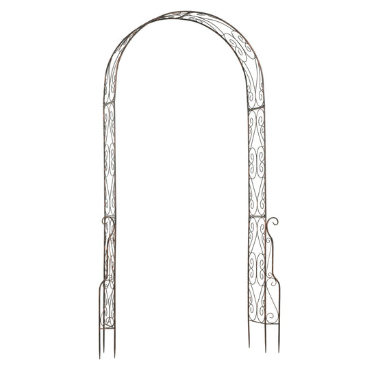 Outsunny Metal Decorative Garden Rose Arch Arbour Trellis for Climbing Plants Support Archway Wedding Gate 120L x 30W x 226H (cm)