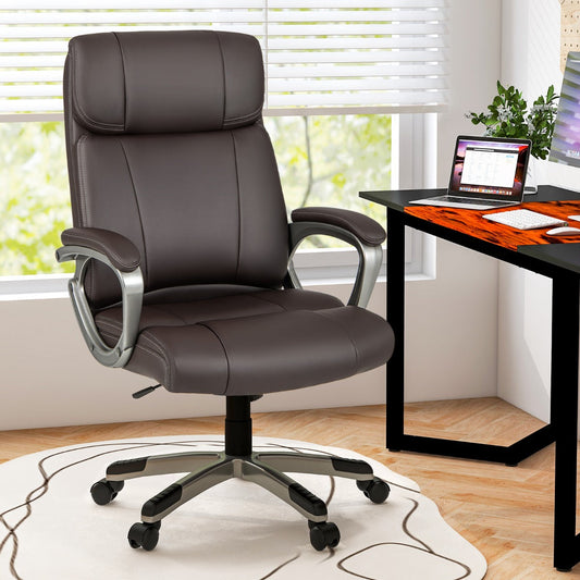 Swivel Ergonomic Office Chair Computer Desk Chair with Wheels-Brown