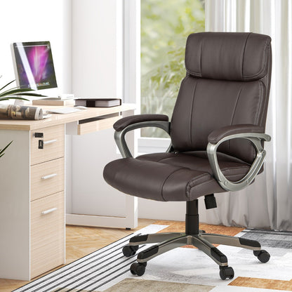 Swivel Ergonomic Office Chair Computer Desk Chair with Wheels-Brown