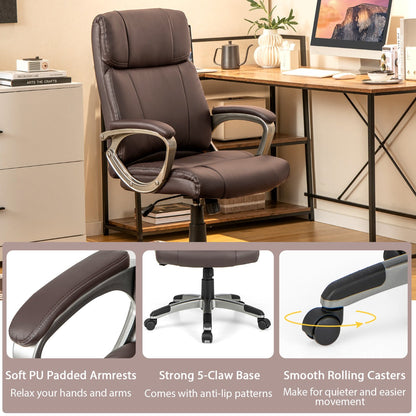 Swivel Ergonomic Office Chair Computer Desk Chair with Wheels-Brown