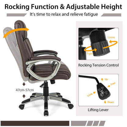 Swivel Ergonomic Office Chair Computer Desk Chair with Wheels-Brown