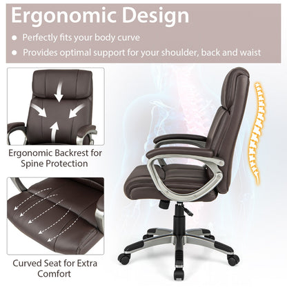 Swivel Ergonomic Office Chair Computer Desk Chair with Wheels-Brown