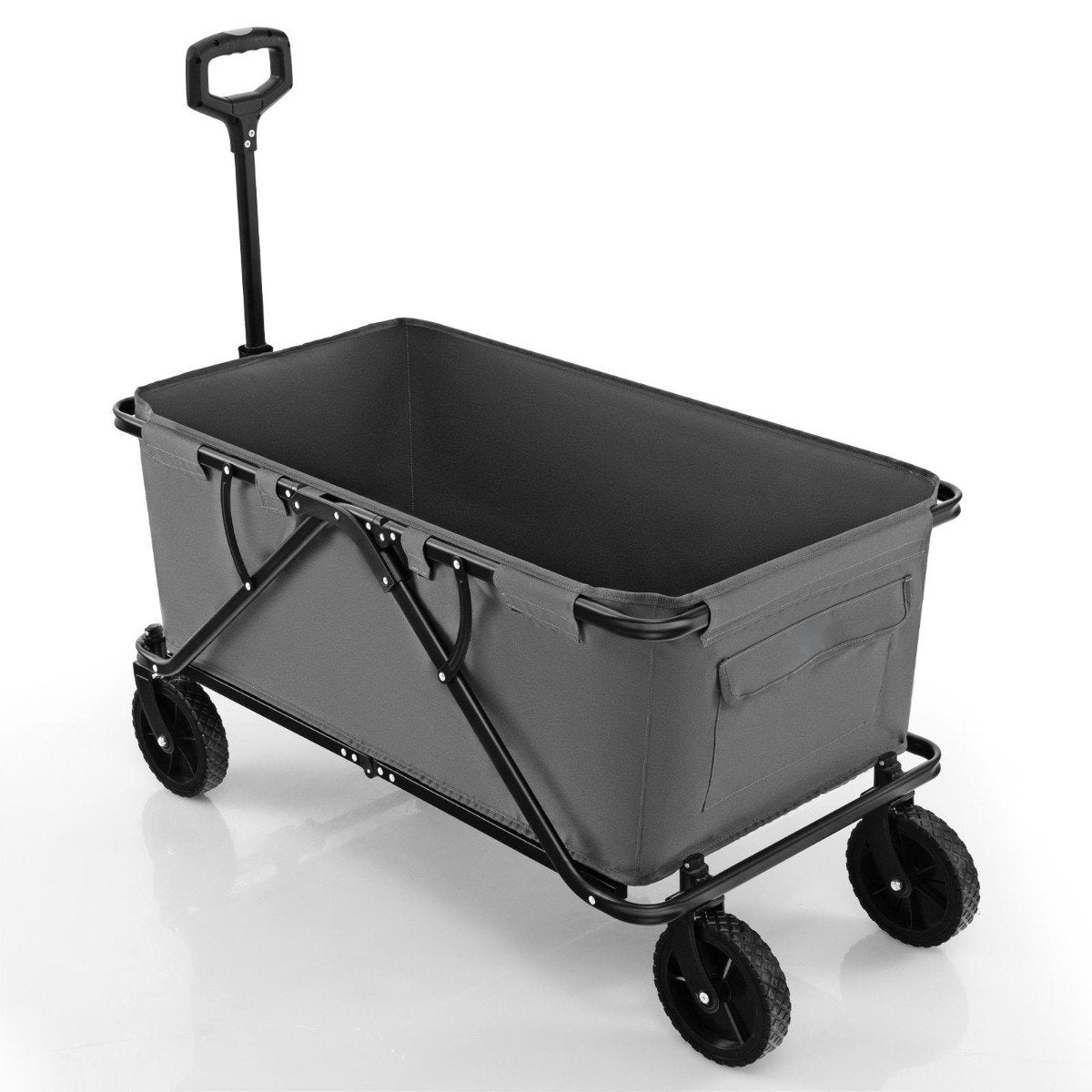 Collapsible Foldable Wagon Cart with Adjustable Handlebar-Grey