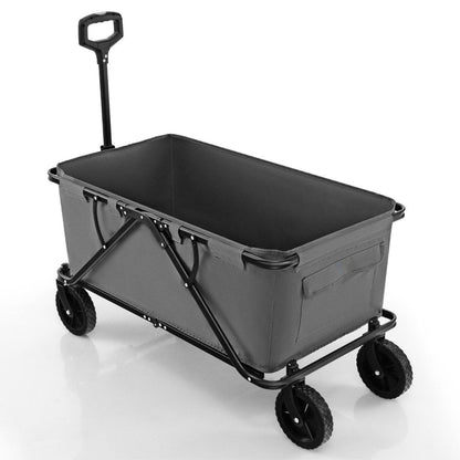 Collapsible Foldable Wagon Cart with Adjustable Handlebar-Grey