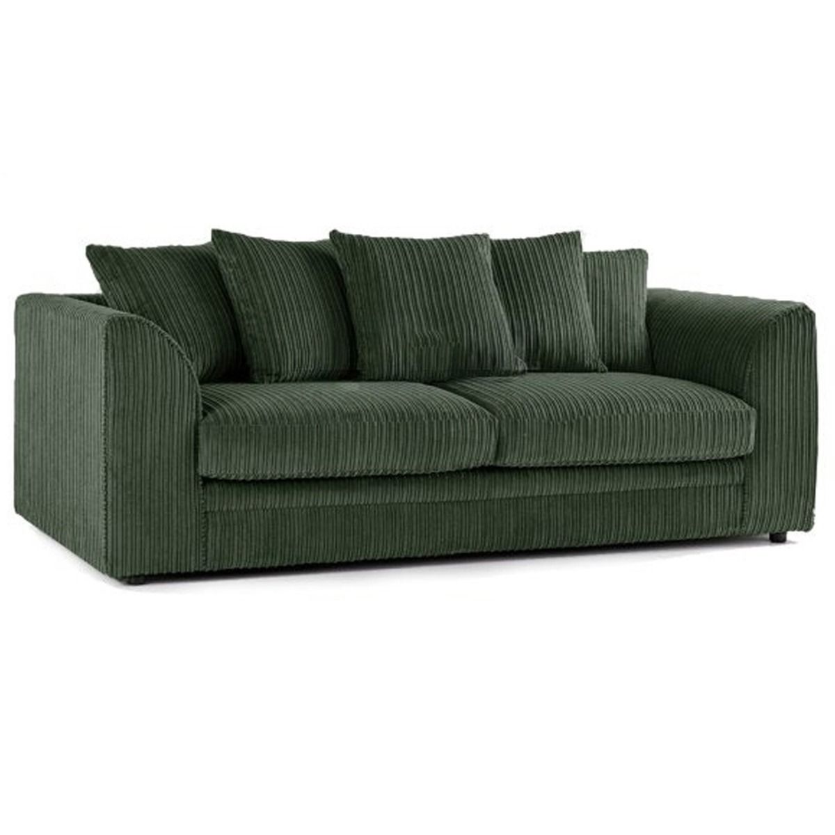 Colourful Oxford Jumbo Cord Scatter Back Design 3 Seater Sofa in Green