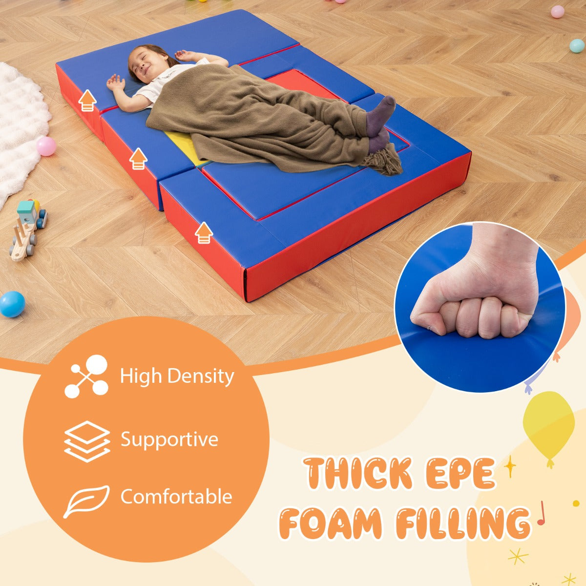 4-In-1 Multi-functional Combination Sofa Set with Durable PU Surface for Kids-Multicolour