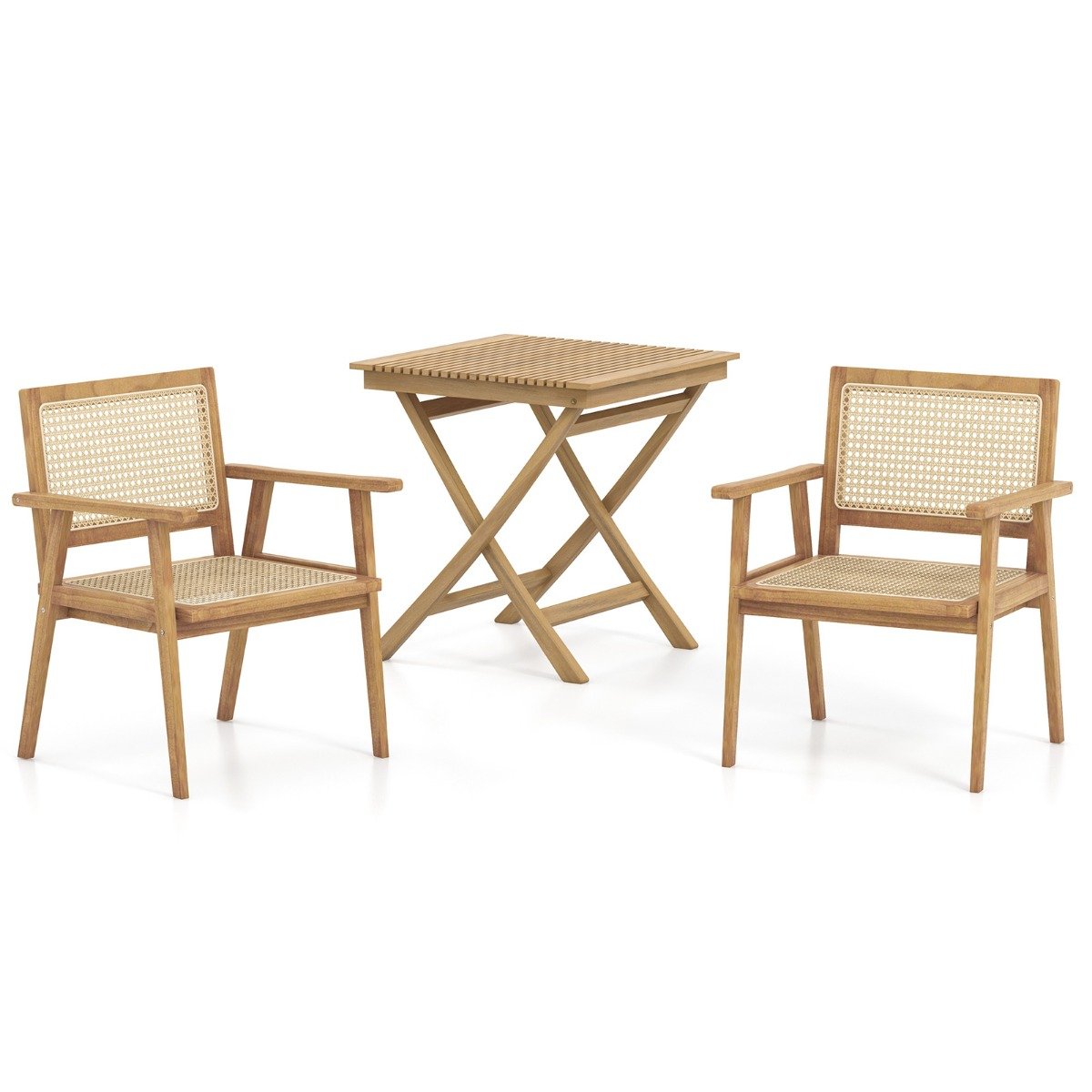 Comfortable Wood Dining Chair with Curved Backrest for Backyard Porch Balcony
