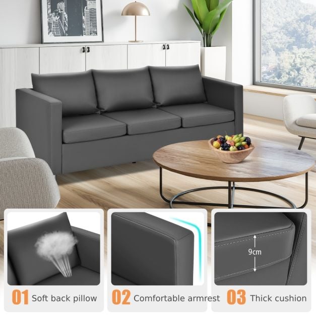 3-seater modern sofa living room sofa corner sofa couch set grey