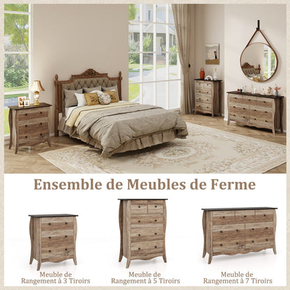 Closet Storage Organizer with 3 Folding Fabric Drawers and Anti-tipping Kit-Brown