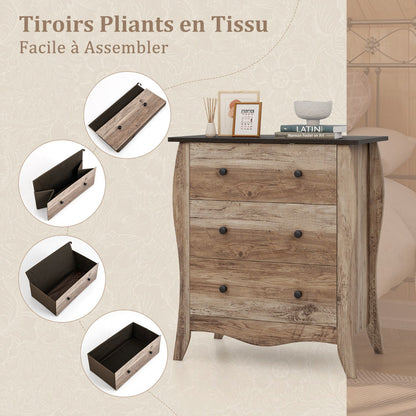 Closet Storage Organizer with 3 Folding Fabric Drawers and Anti-tipping Kit-Brown