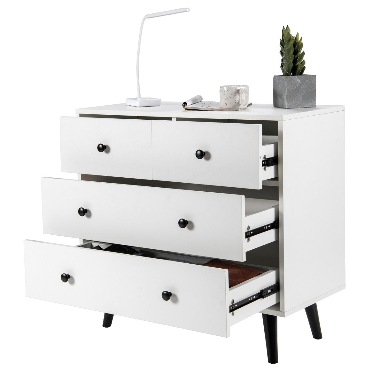 4-Drawer Dresser Modern Storage Chest Cabinet with Handles-White