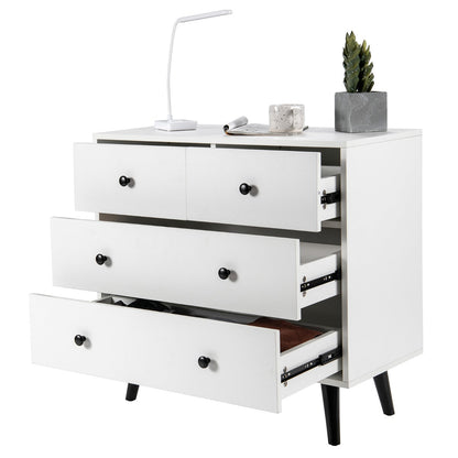 4-Drawer Dresser Modern Storage Chest Cabinet with Handles-White