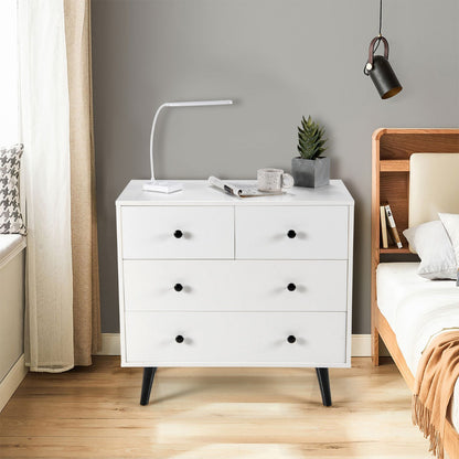 4-Drawer Dresser Modern Storage Chest Cabinet with Handles-White