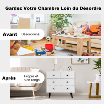 4-Drawer Dresser Modern Storage Chest Cabinet with Handles-White