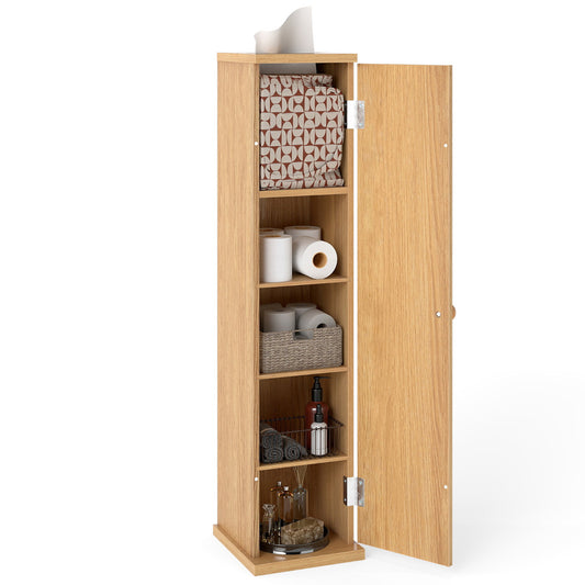Compact Toilet Tissue Storage Tower Free Standing Toilet Paper Storage Holder-Natural
