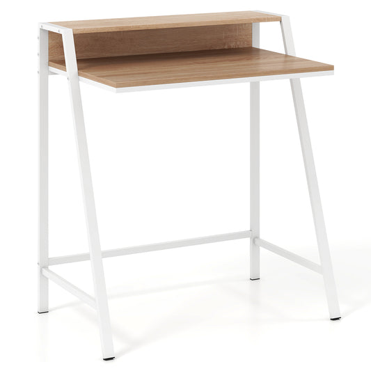 Computer Desk with Monitor Stand 80 CM Small Desk Compact Desk-Natural