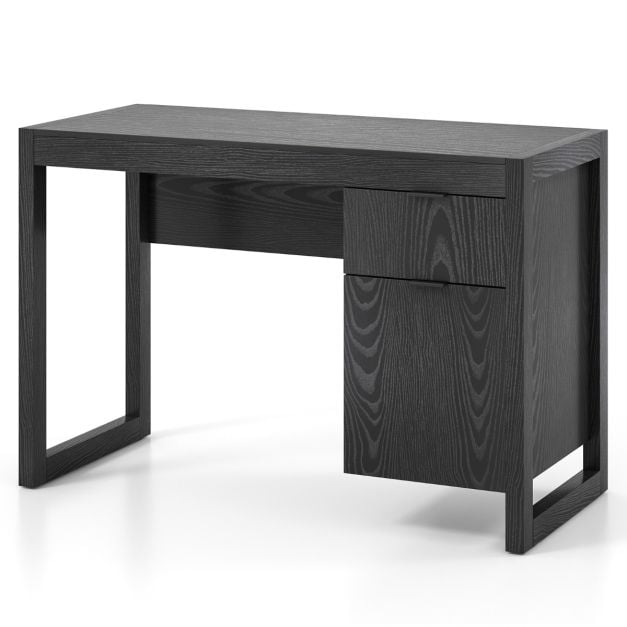 Modern Computer Desk Writing Workstation with Cabinet and Drawer-Black