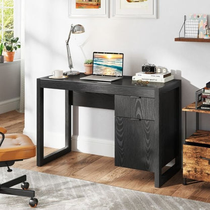 Modern Computer Desk Writing Workstation with Cabinet and Drawer-Black