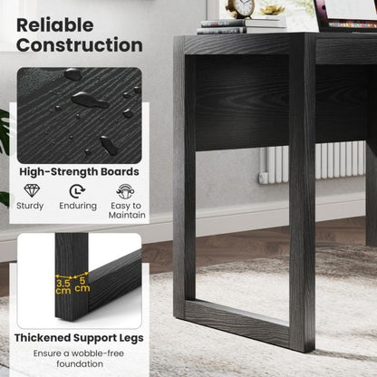 Modern Computer Desk Writing Workstation with Cabinet and Drawer-Black