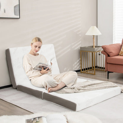 Cool Gel Memory Foam Folding Mattress with Bamboo Cover and Mesh Border Fabric-S