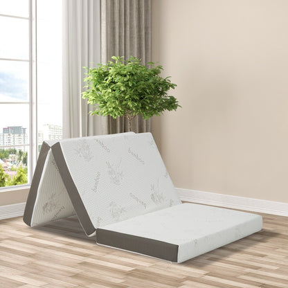Cool Gel Memory Foam Folding Mattress with Bamboo Cover and Mesh Border Fabric-S
