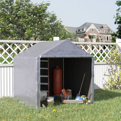 Outsunny 2 x 2m Garden Garage Storage Tent Galvanized Steel Outdoor Carport Gazebo Waterproof UV-Resistant - Grey