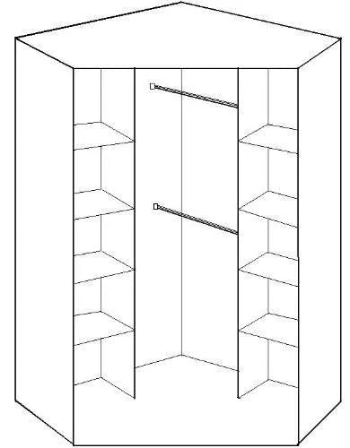 Tiya 2 Door Gloss Corner Wardrobe - White & Black