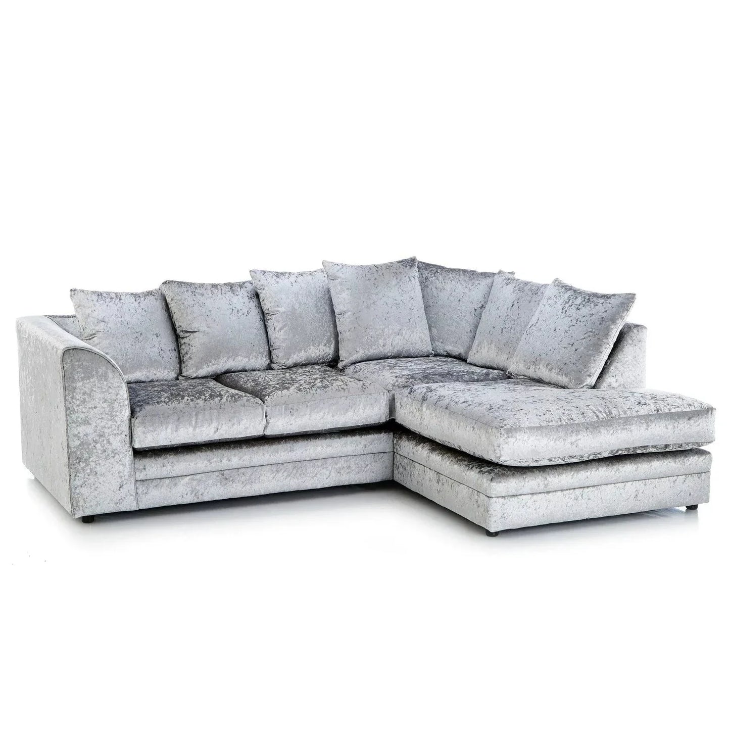 Willa Arlo Crushed Velvet Corner Sofa - Silver, Mink, Black