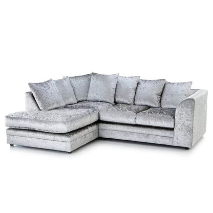 Willa Arlo Crushed Velvet Corner Sofa - Silver, Mink, Black