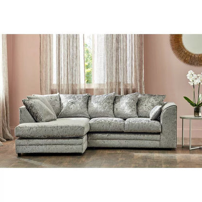 Willa Arlo Crushed Velvet Corner Sofa - Silver, Mink, Black