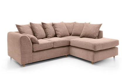 Narożna sofa Jasmine Jumbo Cord z prawym ramieniem, brązowa
