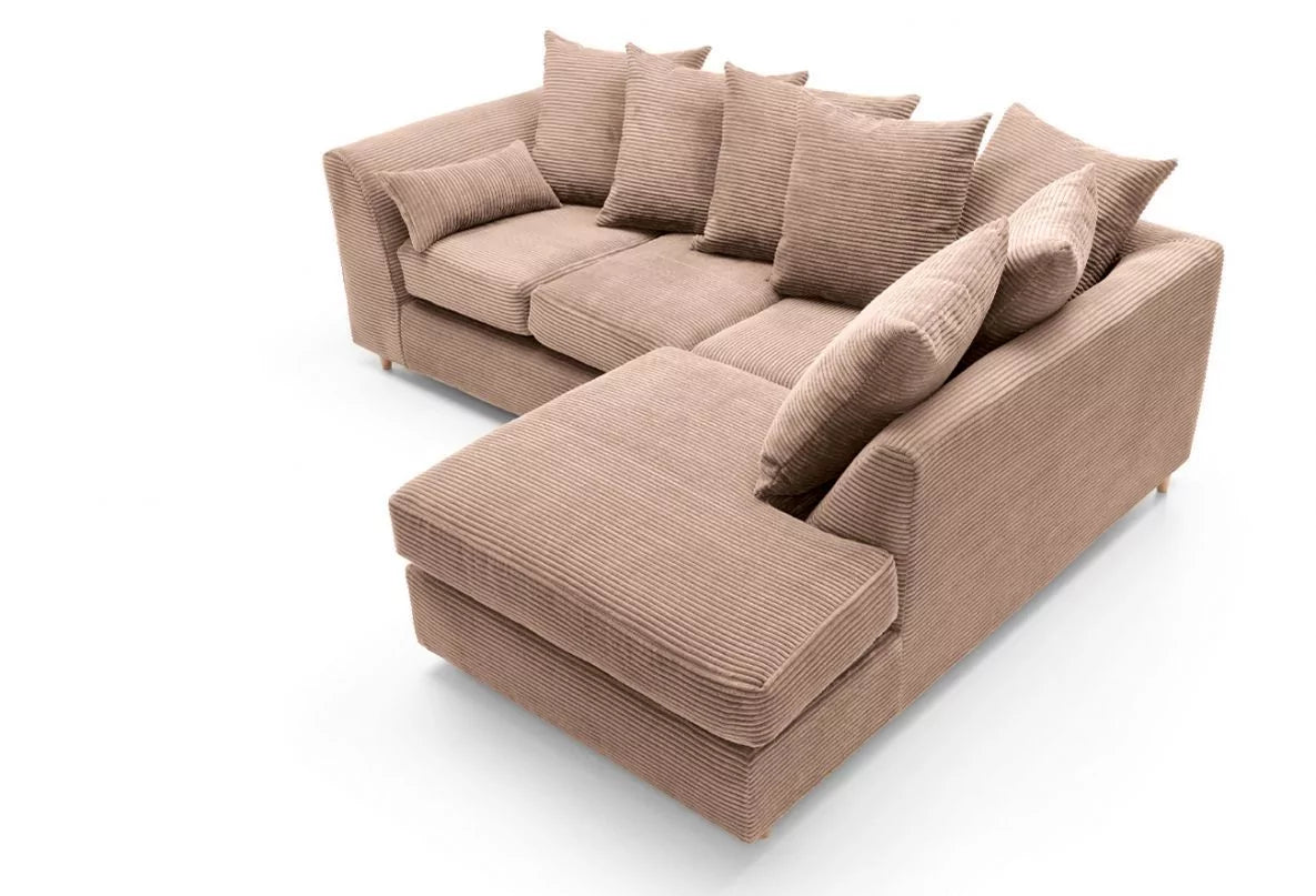 Narożna sofa Jasmine Jumbo Cord z prawym ramieniem, brązowa